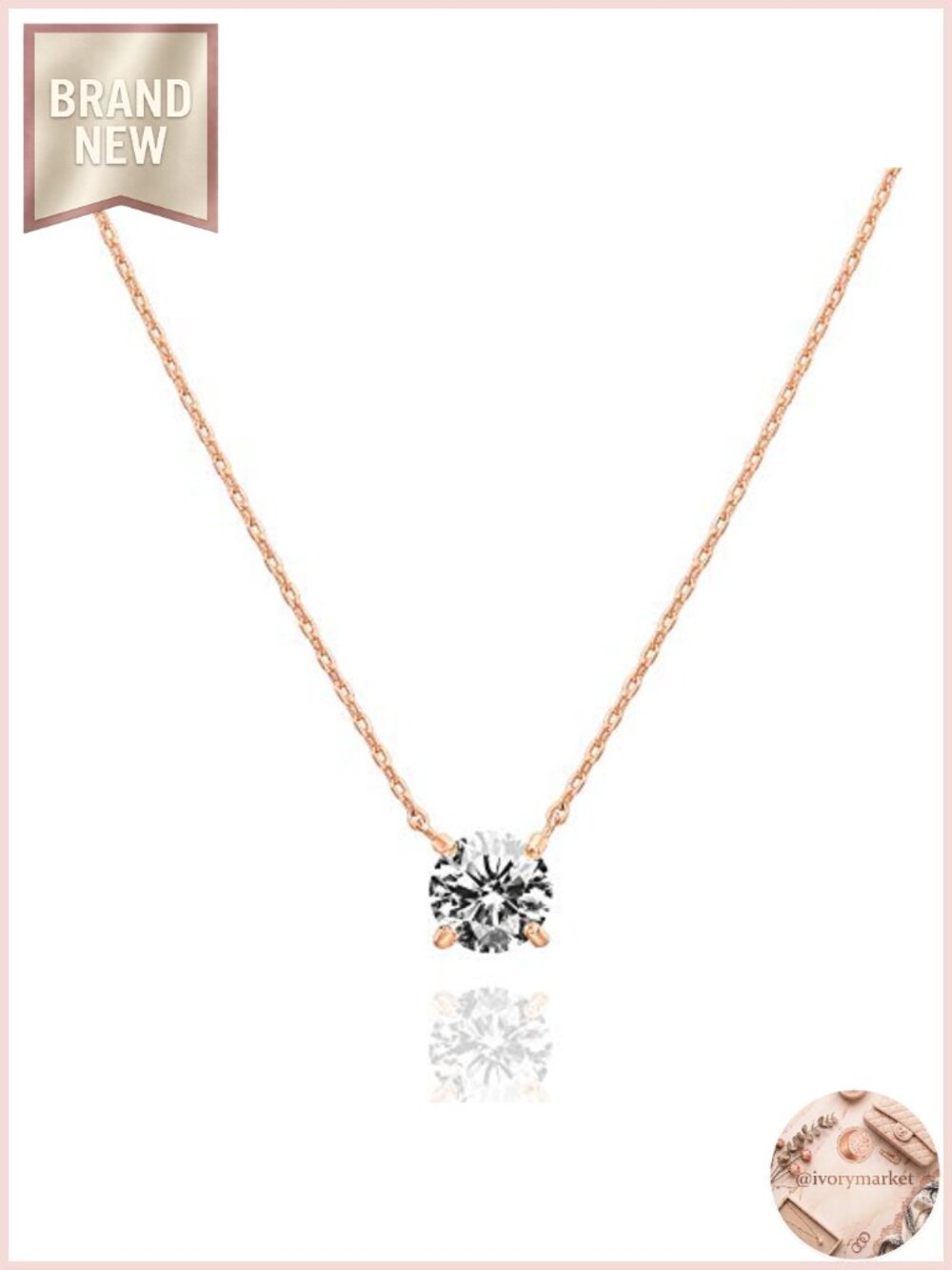 14K Gold Plated Crystal Solitaire 1.5 Carat Cubic Zirconia Dainty Choker